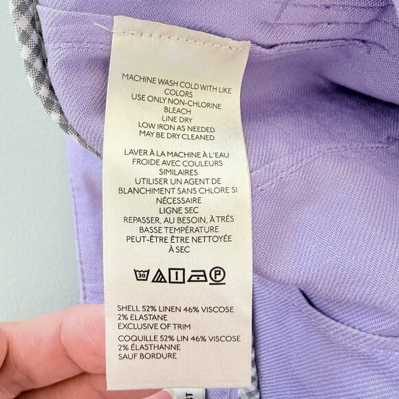 Anthropologie Maeve The Colette Shorts Womens 28 Linen Blend High Rise Purple - Picture 6 of 9